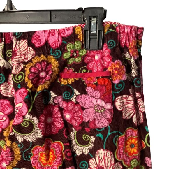 Vera Bradley Floral Corduroy Lounge Pants Women Medium Multicolor Button Closure - Picture 3 of 8